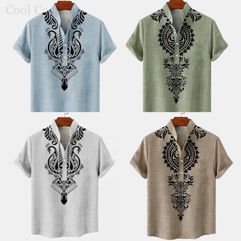 3D Printing Quality - Mannelijke retro tops Henley-shirt Heren 3D-printen