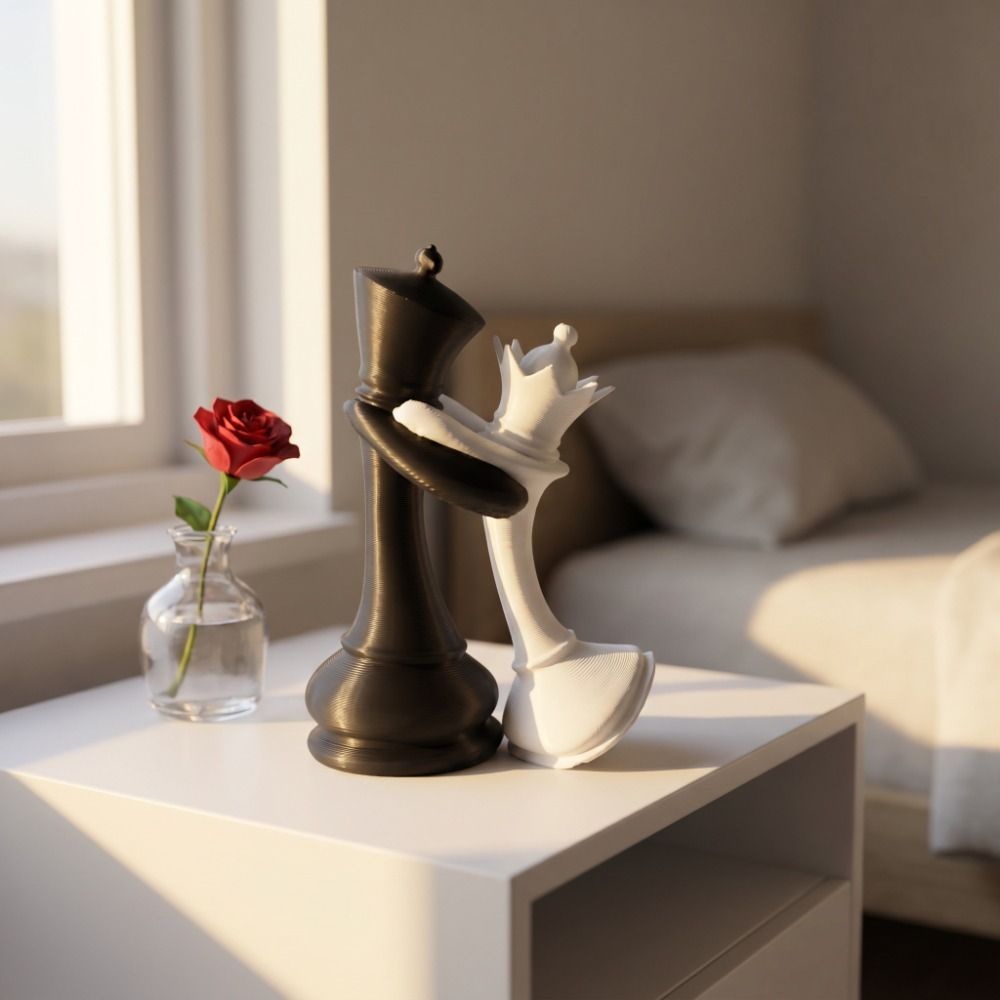 3D Printing Chess - 3D-geprint schaakspelbeeldje, huisdecoratie, cadeau voor koppels,