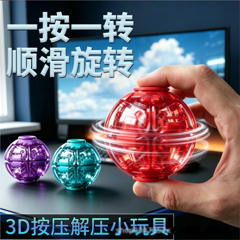 3D Printing Drawing - Stressbal Gladde draaibare fidgetbal Dubbele gameplay-modi