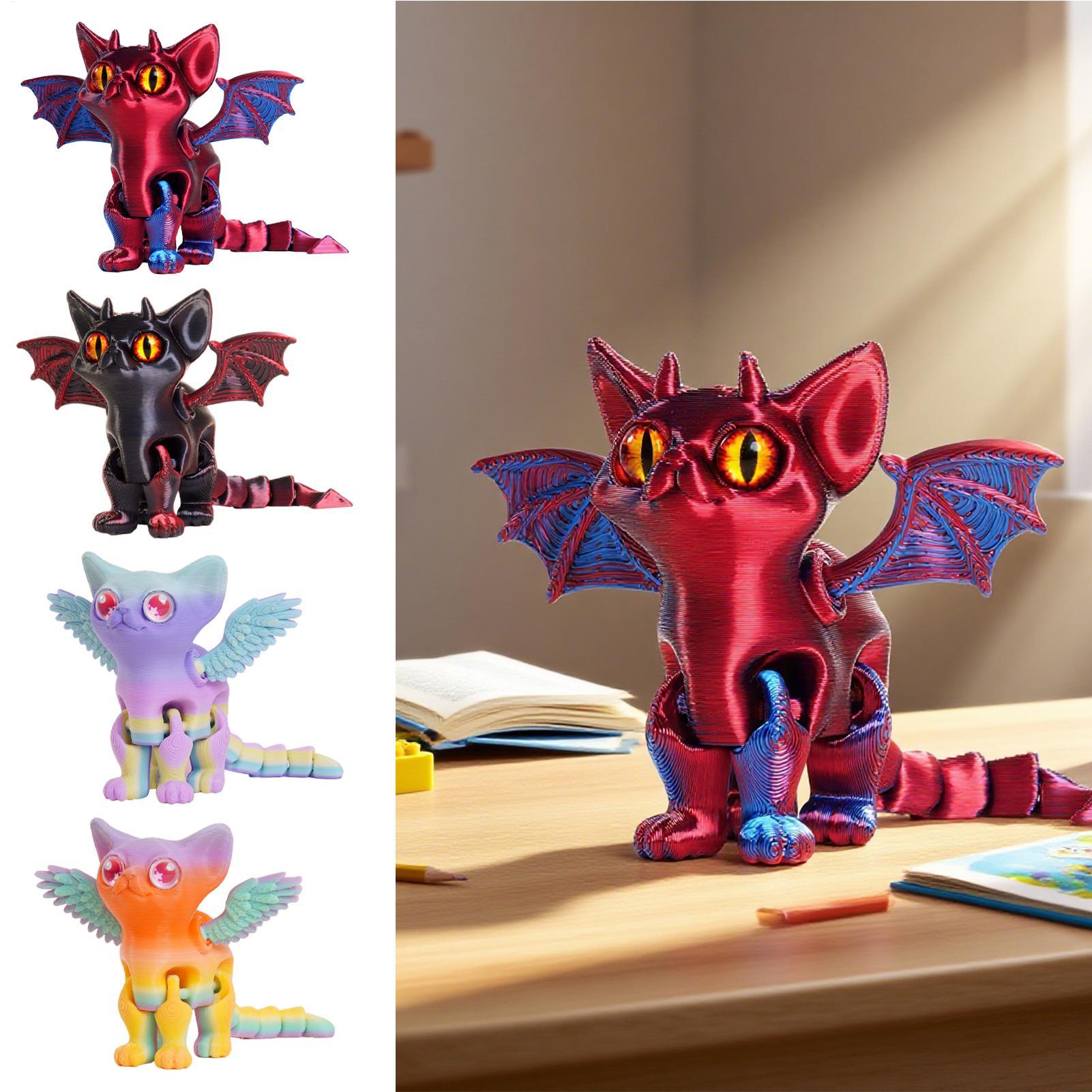 3D Printing Drawing - 3D-geprinte dierenfiguur, 3D-geprinte kat, beweegbare ornament