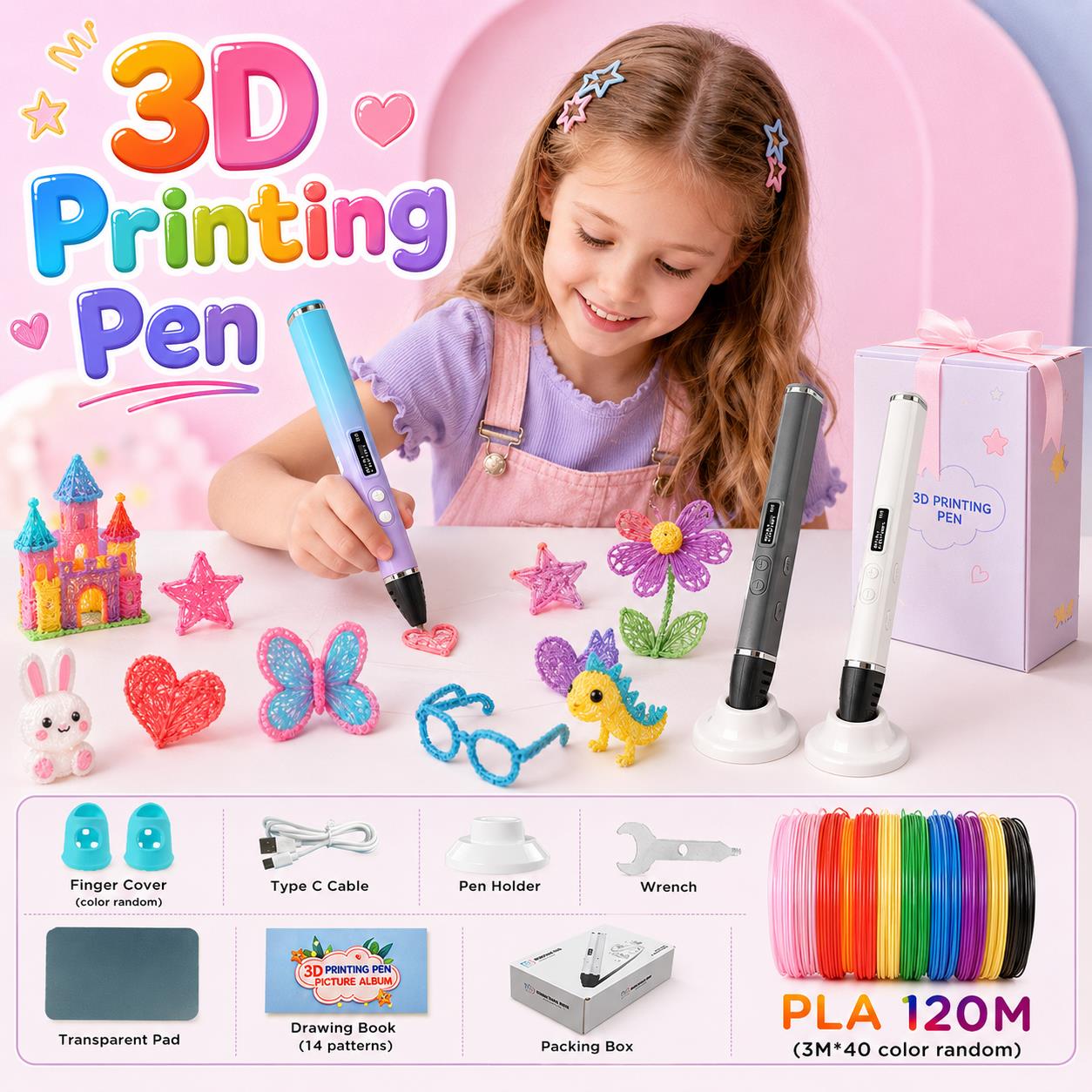 Carbon Fiber Filament - 3D-printpen voor kinderen met Type-C oplading,