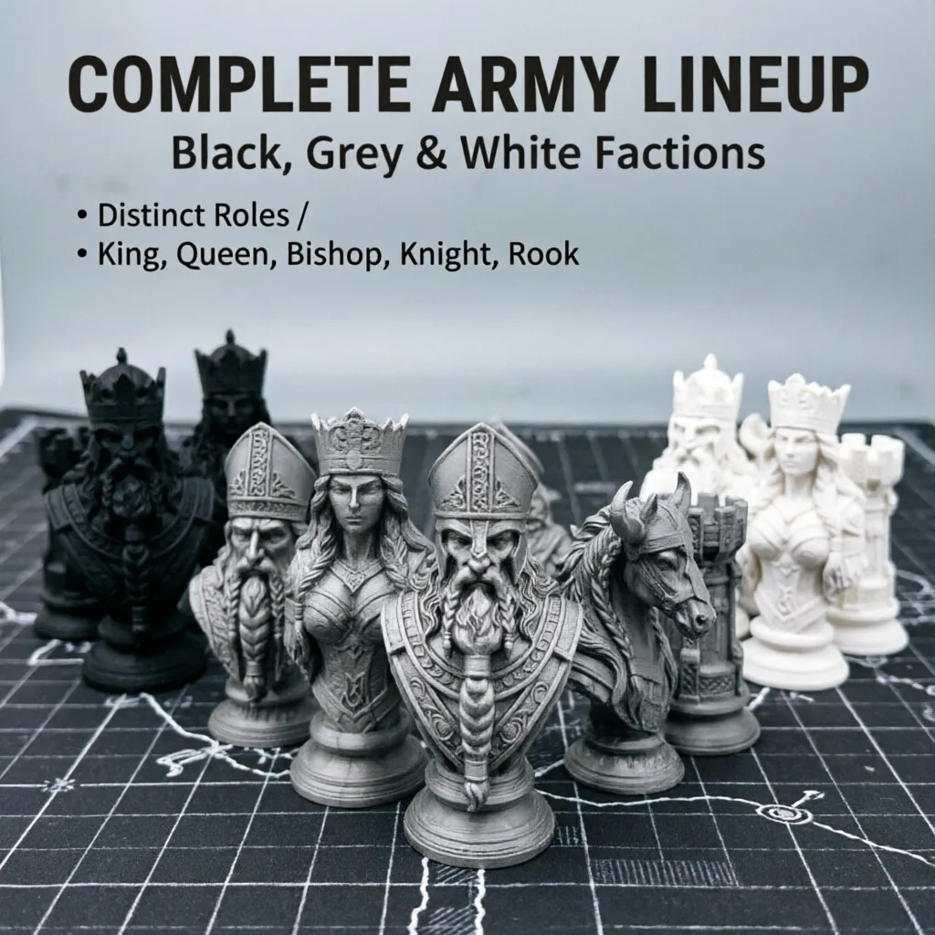 3D Printing Chess - 10cm 3D-geprinte schaakstukken, Noorse mythologie koning,