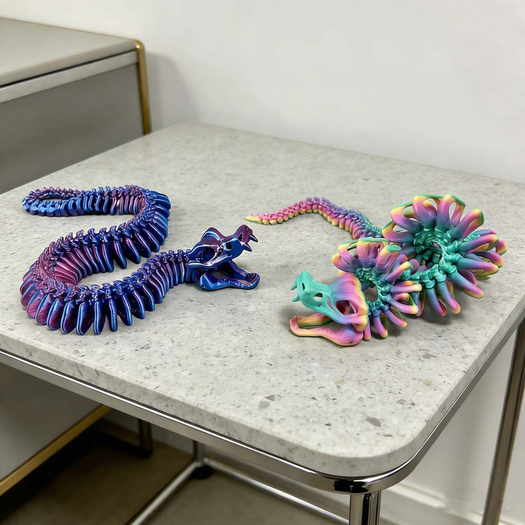 3D-geprint JOINT SNAKE beeldje - 3D Printing Mockup recensie en prijs